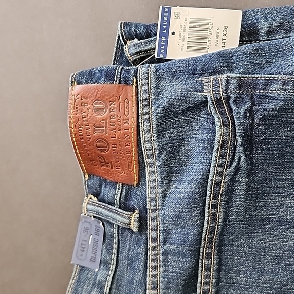 NWT Polo Ralph Lauren 44T x 36 Classic 867 Warren Jeans Medium Dark Blue Wash - Picture 5 of 11